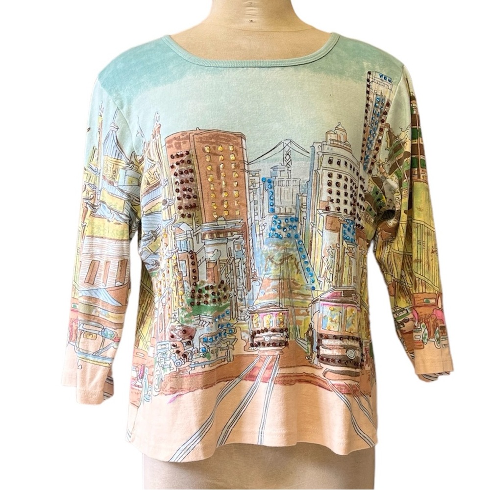 Half Moon Bay Y2K San Francisco Bling Top Shirt XL - Picture 3 of 9